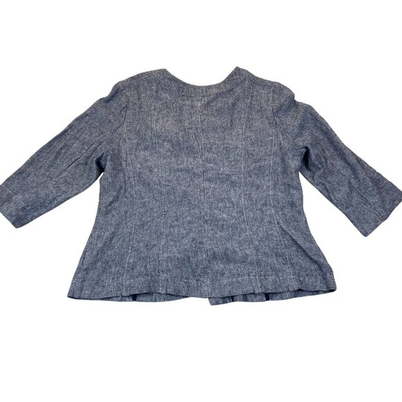 Chadwick's Women's Blazer Jacket Size 14 Linen Blend Blue Heather Button-Front - Picture 2 of 11